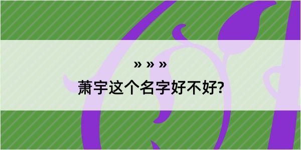 萧宇这个名字好不好?