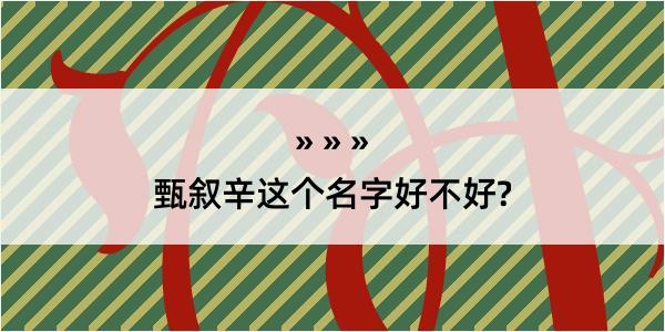 甄叙辛这个名字好不好?