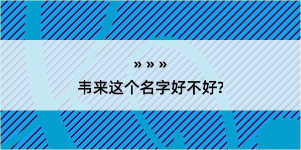 韦来这个名字好不好?