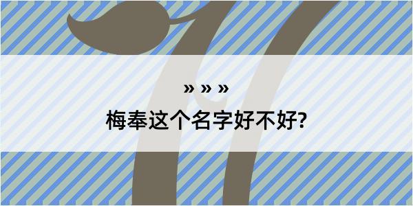 梅奉这个名字好不好?