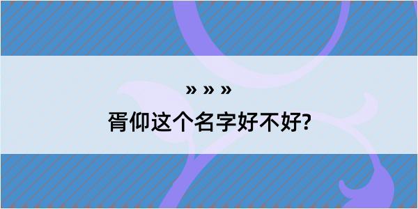 胥仰这个名字好不好?