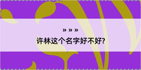 许林这个名字好不好?