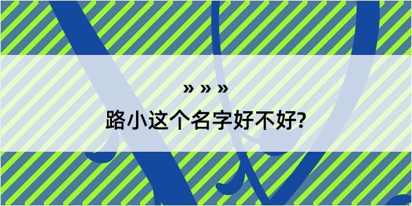 路小这个名字好不好?