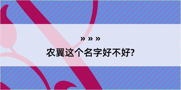 农翼这个名字好不好?