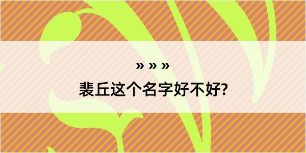 裴丘这个名字好不好?