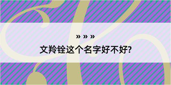 文羚铨这个名字好不好?