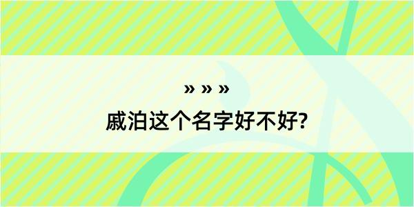 戚泊这个名字好不好?