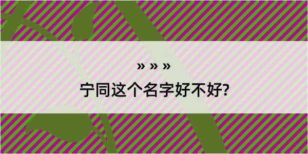 宁同这个名字好不好?