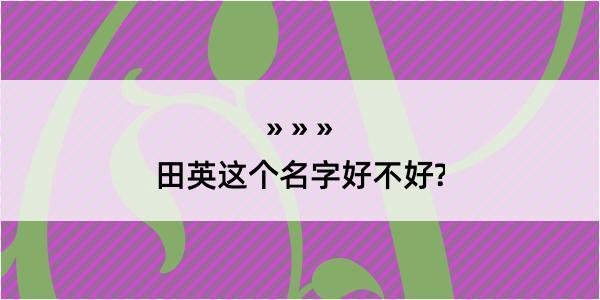 田英这个名字好不好?