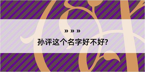 孙评这个名字好不好?