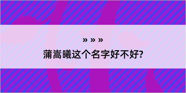 蒲嵩曦这个名字好不好?