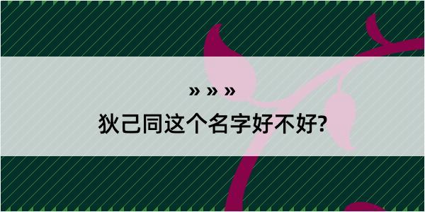 狄己同这个名字好不好?