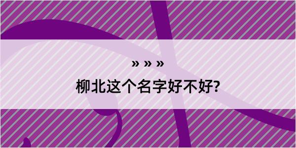 柳北这个名字好不好?