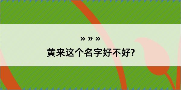 黄来这个名字好不好?