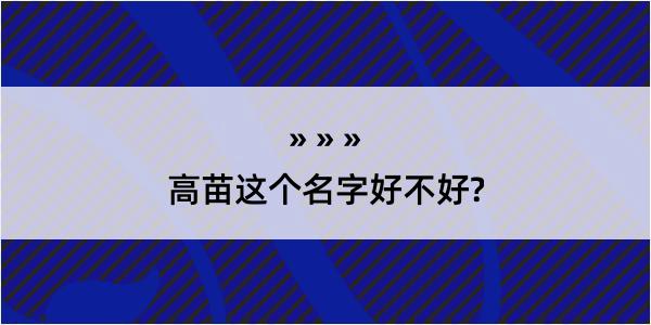 高苗这个名字好不好?