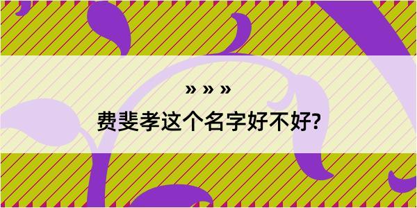 费斐孝这个名字好不好?