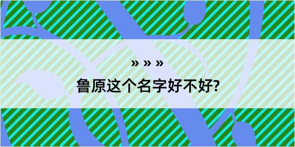 鲁原这个名字好不好?