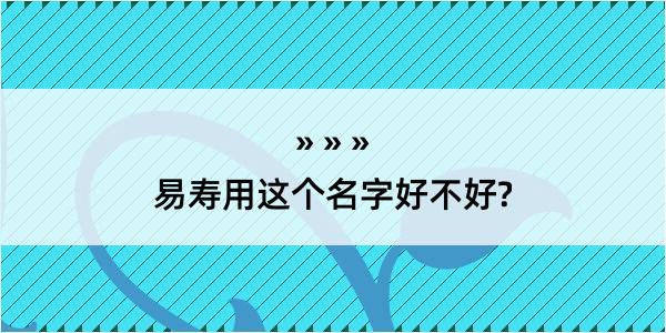 易寿用这个名字好不好?