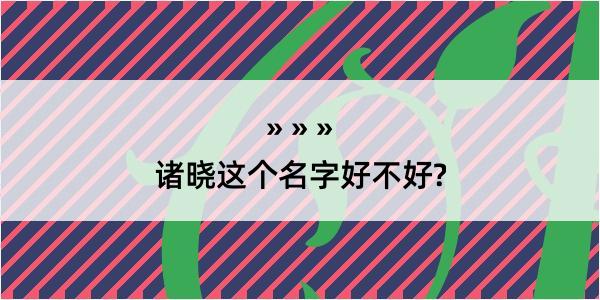 诸晓这个名字好不好?