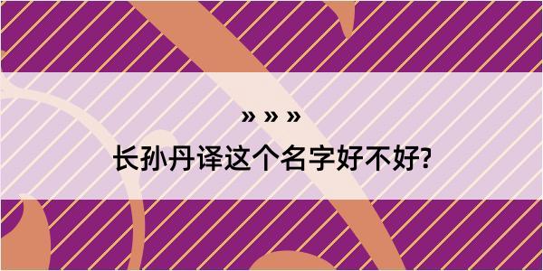 长孙丹译这个名字好不好?